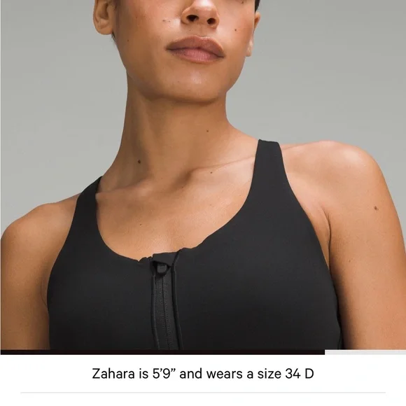 Lululemon Energy Black Zip-Front Sports Bra-high support